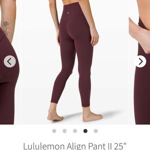 SOLD***Lululemon Align Cassis 25” size 4